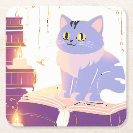 Kattencafé in de bibliotheek kartonnen onderzetters