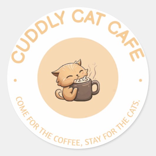 Kattencafé Ronde Sticker (Voorkant)