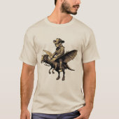 Kattencowboy rijdend op dinosaurus Achaeopteryx  T-shirt (Voorkant)