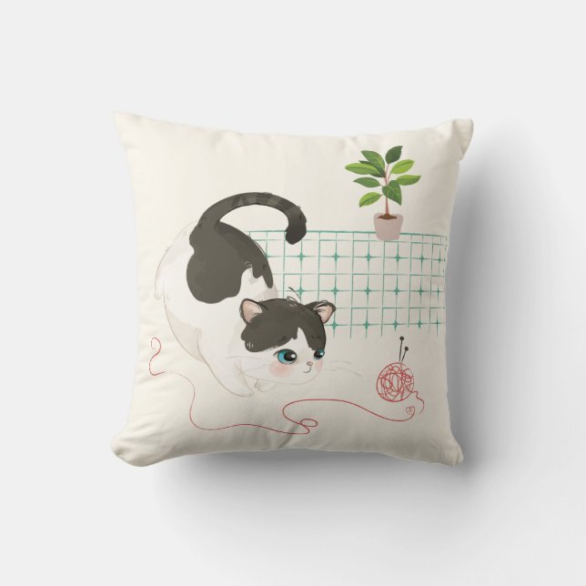 Kattendag - Rood geweer Kussen (Voorkant)