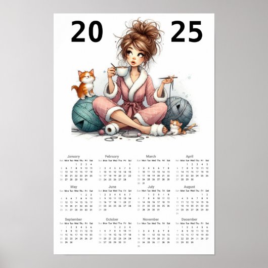 Kattendame en garen 2025 Kalender Poster (Voorkant)