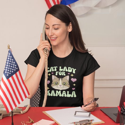 Kattendame steunt enthousiast Kamala T-shirt