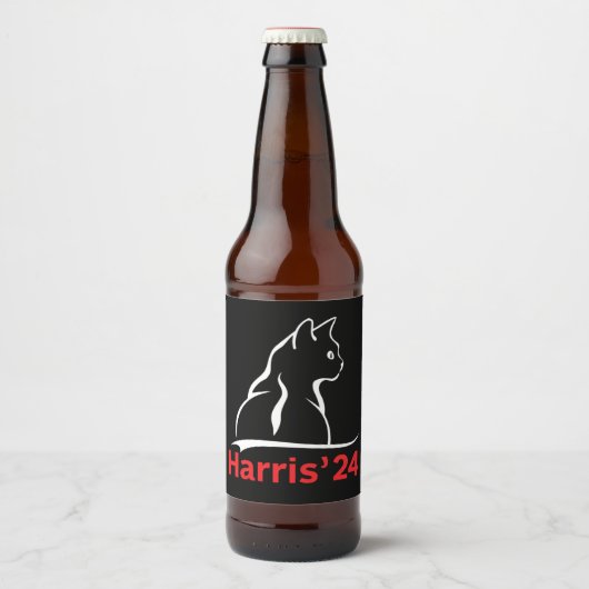 Kattendames voor Kamala Cat 2024 President Kamala Bier Etiket (Voorkant)