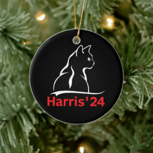 Kattendames voor Kamala Cat 2024 President Kamala Keramisch Ornament