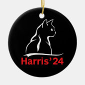 Kattendames voor Kamala Cat 2024 President Kamala Keramisch Ornament (Voorkant)