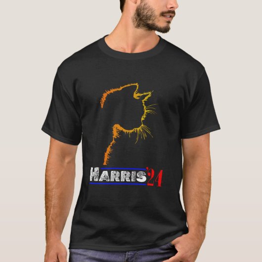 Kattendames voor Kamala Funny Cat 2024 Kamala Harr T-shirt (Voorkant)