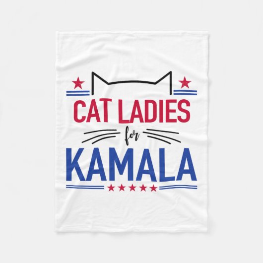 Kattendames voor Kamala Funny Cat 2024 President K Fleece Deken (Voorkant)
