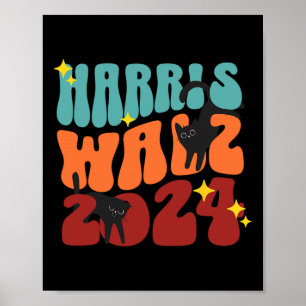 Kattendames voor Kamala Funny Cat 2024 President K Poster