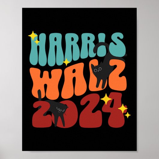 Kattendames voor Kamala Funny Cat 2024 President K Poster (Voorkant)