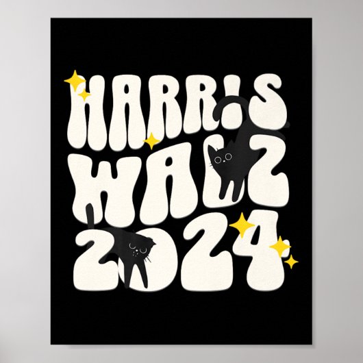 Kattendames voor Kamala Funny Cat 2024 President K Poster (Voorkant)