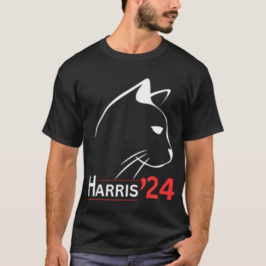 Kattendames voor Kamala Funny Cat 2024 President T-shirt (Voorkant)