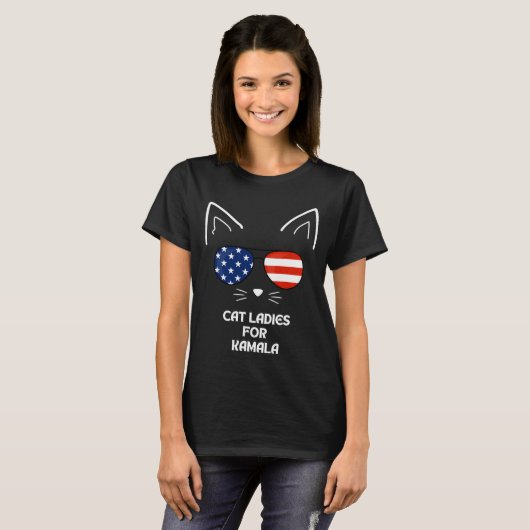 Kattendames voor Kamala Funny Cat 2024 T-shirt (Voorkant volledig)