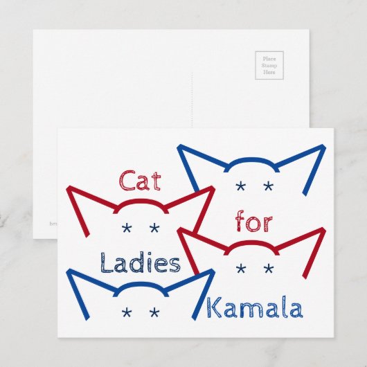 Kattendames voor Kamala Harris Ears ASCII Art Briefkaart (Voorkant / Achterkant)