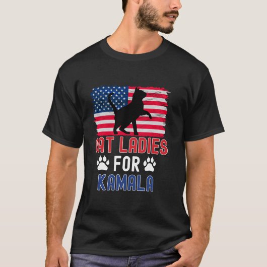 Kattendames voor Kamala Kattensilhouet Amerikaanse T-shirt (Voorkant)