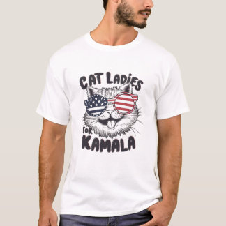 Kattendames voor President Kamala Funny Cat 2024 T-shirt