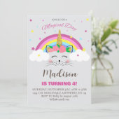 Katteneenhoorn Magische Dag Meisje Verjaardagsfees Kaart (Staand voorkant)