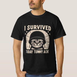 Katteneigenaar Humor Shirt Tummy Ache Survivor Gra