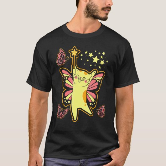 Kattenelf Vlinder Kat T-shirt (Voorkant)