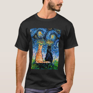 Kattenengel Sterrennacht Zwarte Kat en Tabby Halo T-shirt