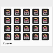 Kattenetende spaghetti 54 vierkante sticker (Vel)