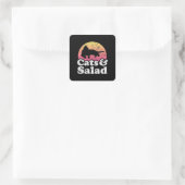 Kattenetende spaghetti 54 vierkante sticker (Tas)