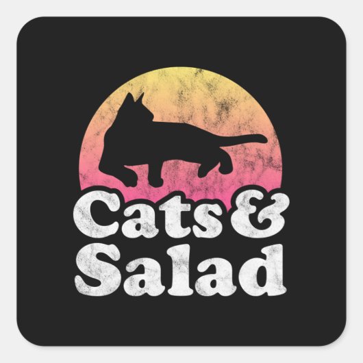Kattenetende spaghetti 54 vierkante sticker (Voorkant)