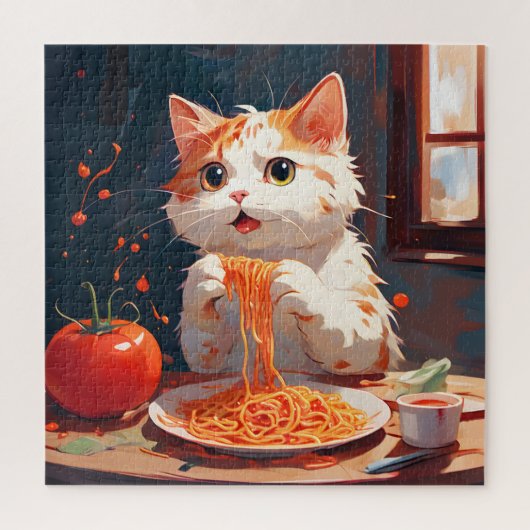 Kattenetende spaghetti legpuzzel (Verticaal)