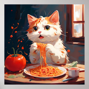 Kattenetende spaghetti poster