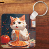 Kattenetende spaghetti sleutelhanger (Achterkant)