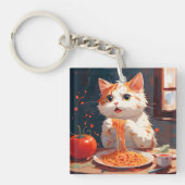 Kattenetende spaghetti sleutelhanger (voorkant)