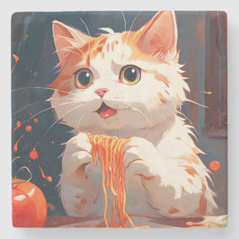 Kattenetende spaghetti stenen onderzetter