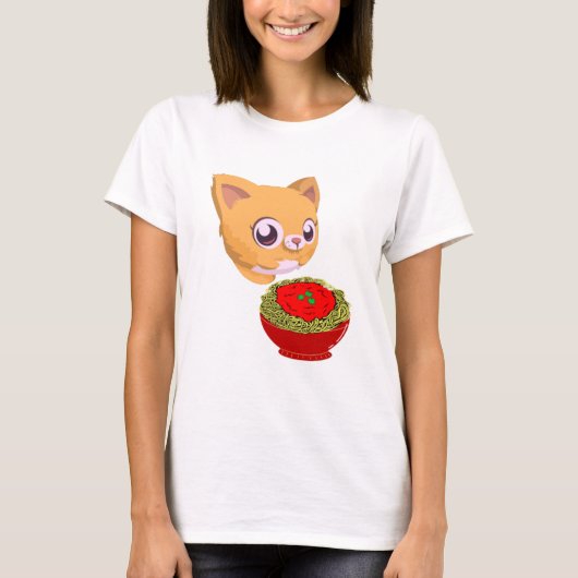 Kattenetende spaghetti t-shirt (Voorkant)