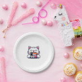 Kattenetende sushi papieren bordje (Feest)