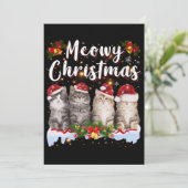 Kattenfamilie bijpassende kerstpyjama's Sinterklaa Feestdagenkaart (Staand voorkant)