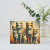 Kattenfamilie Briefkaart (Staand voorkant)
