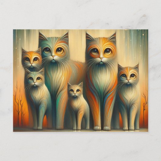 Kattenfamilie Briefkaart (Voorkant)