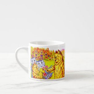 Kattenfamilie in de tuin espresso kop