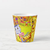 Kattenfamilie in de tuin latte mok (Voorkant)