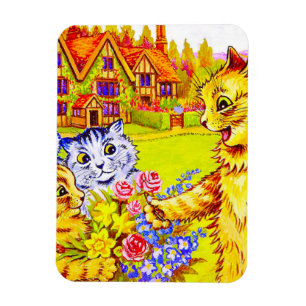 Kattenfamilie in de tuin magneet
