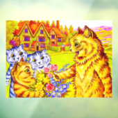 Kattenfamilie in de tuin raamsticker (Vel 3)