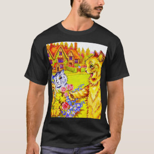 Kattenfamilie in de tuin t-shirt