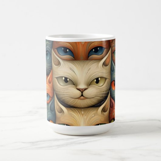 Kattenfamilie Kleurrijke grillige 3c Koffiemok (Center)
