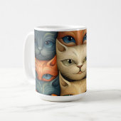 Kattenfamilie Kleurrijke grillige 3c Koffiemok (Voorkant links)