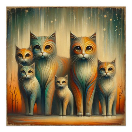 Kattenfamilie Perfect Poster (Voorkant)