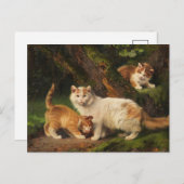 Kattenfamilie spelen | Julius Adam de Jongere Briefkaart (Voorkant / Achterkant)