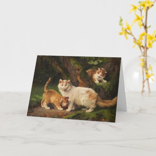 Kattenfamilie spelen | Julius Adam de Jongere Kaart (Gele Bloem)