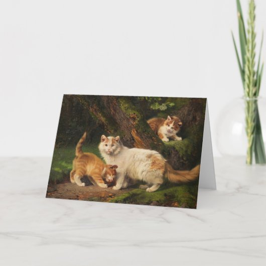 Kattenfamilie spelen | Julius Adam de Jongere Kaart (Voorkant)