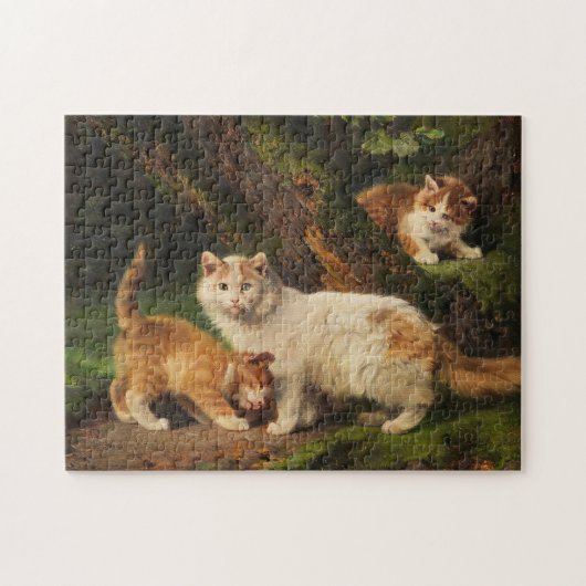 Kattenfamilie spelen | Julius Adam de Jongere Legpuzzel (Horizontaal)