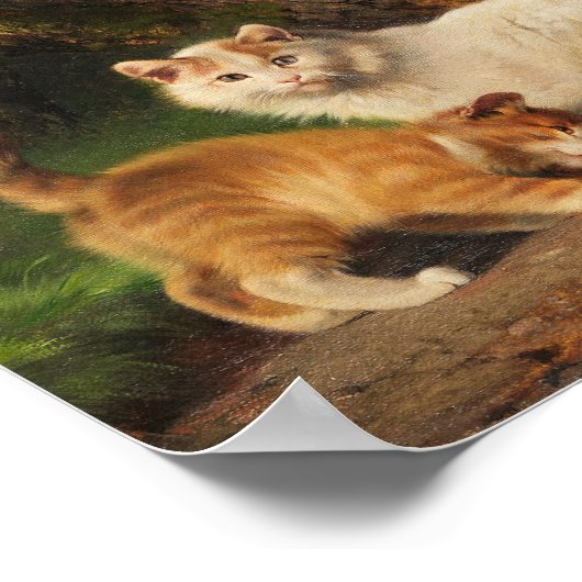 Kattenfamilie spelen | Julius Adam de Jongere Poster (Hoek)