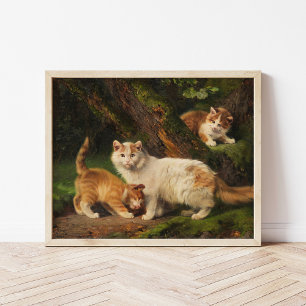 Kattenfamilie spelen   Julius Adam de Jongere Poster